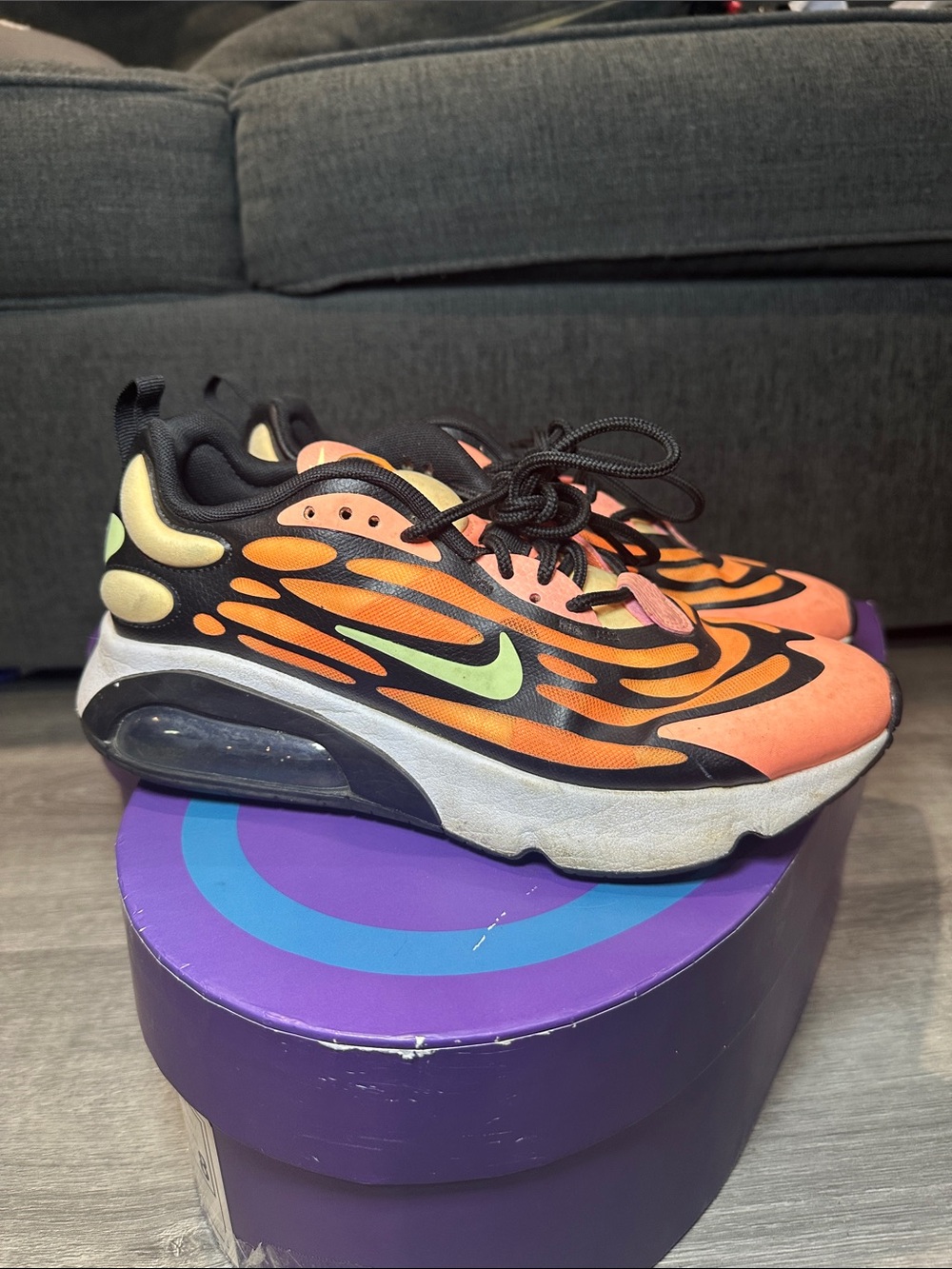 Nike men’s  Orange, Black & Lime Air-Style Sneakers